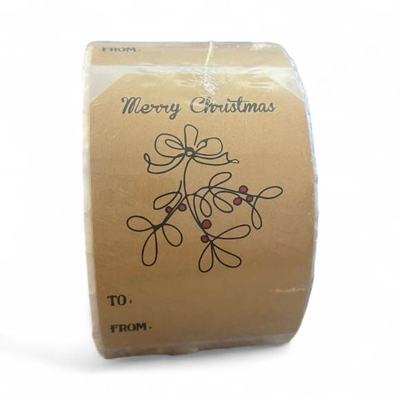 Christmas Gift Tags Self Adhesive 4 Rustic Holiday Design Labels 2 x 3" Roll 500 - Picture 5 of 6